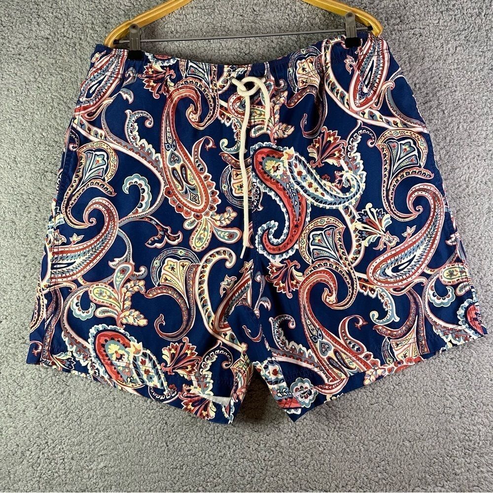 Nautica Paisley Print Navy Quick Dry XL‎ Board Swim Trunks